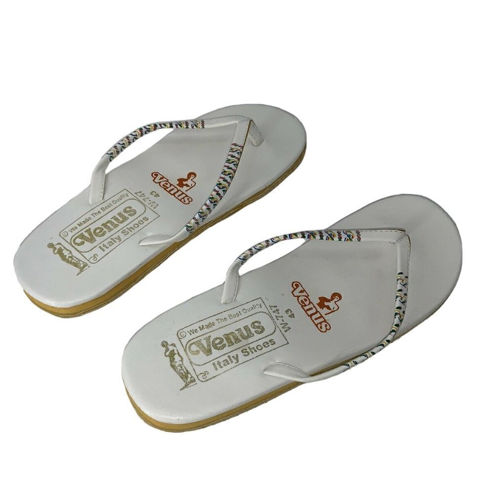 Venus Italy Shoes White Flip Flops Sandals Size 7